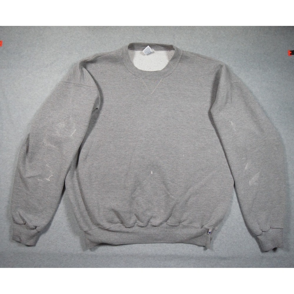 Vintage Russell Athletic Sweatshirt Mens 2XL XXL Gray Crewneck Sweater Y2K Adult